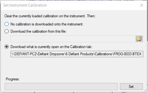 6.3. Calibration Procedure Continued 3. Click on Download Calibration to Device FROG-5000 TM User s Manual 4. A popup with several different options will appear.