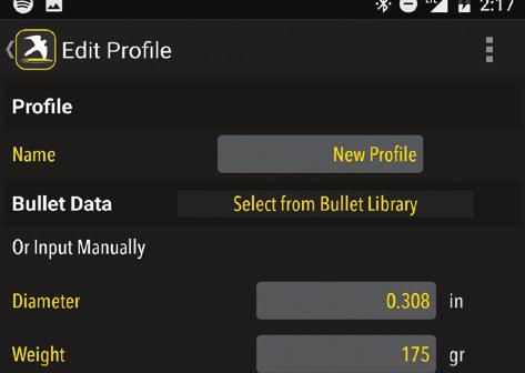 5 Input your gun & bullet information in the app then save it as a gun profile.