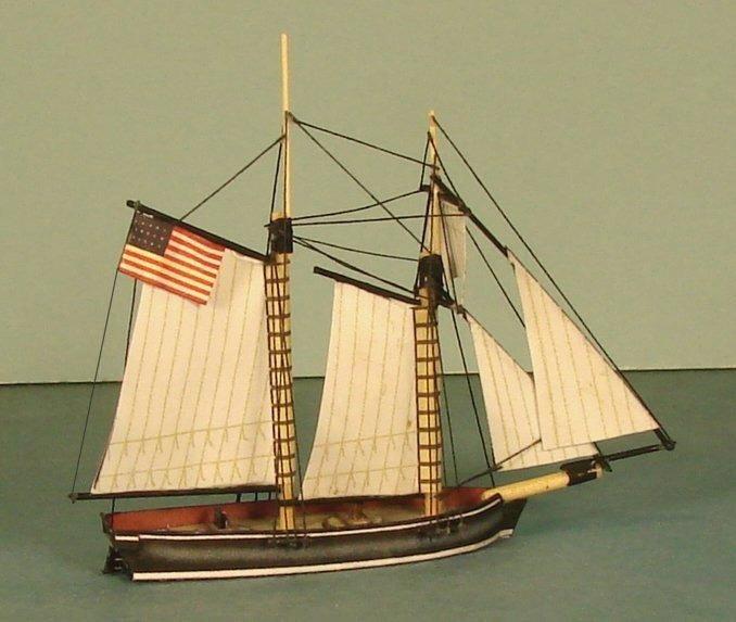 1MB Kit #015 14-gun schooner, based on contemporary descriptions and modern reconstructions of