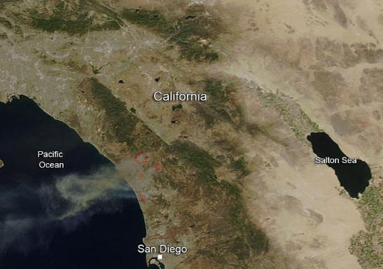 US Natural Catastrophe Update Notable wildfires First Half 2014 A heat wave and strong Santa Ana winds triggered eight wildfires in San Diego County in May.