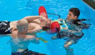 266 Lifeguarding Manual SPINAL BACKBOArdiNG PROCEDURE DEEP WATER continued 5 Once the backboard is in place,