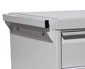 Recessed liquid retaining top contents of the drawers (security seal