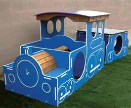 The train is a bright cheerful addition to a playground providing robust play