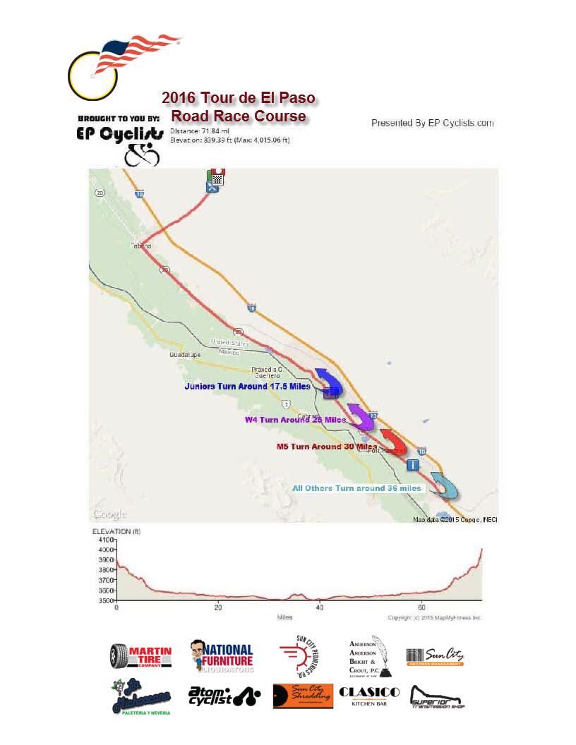 Race #3 Sunday May 22nd Road Race: Men & Women CAT 1/2/3, Masters 45+ / Men CAT: 72 Miles The course starts at San Felipe road just north of Cattlemen s Steakhouse at Indian Cliff Ranch.