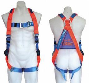 Harness: Rear and front D ring Confined space loops on shoulders Dorsal extension Fully adjustable leg, shoulder and chest straps For
