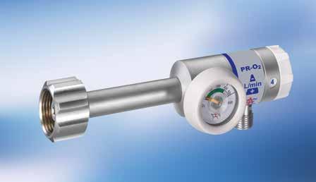 MOBILE GAS SUPPLY 7 Oxygen pressure regulator with click-stop flowmeter: MEDAP click-stop flowmeters with a flow rate of 0-15 l/min can be regulated individually with a total of 13 settings, three of