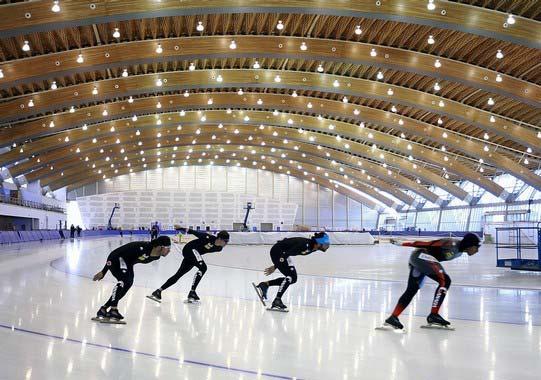 two international sized ice rinks, eight gymnasiums, 200-metre running track and large fitness centre The
