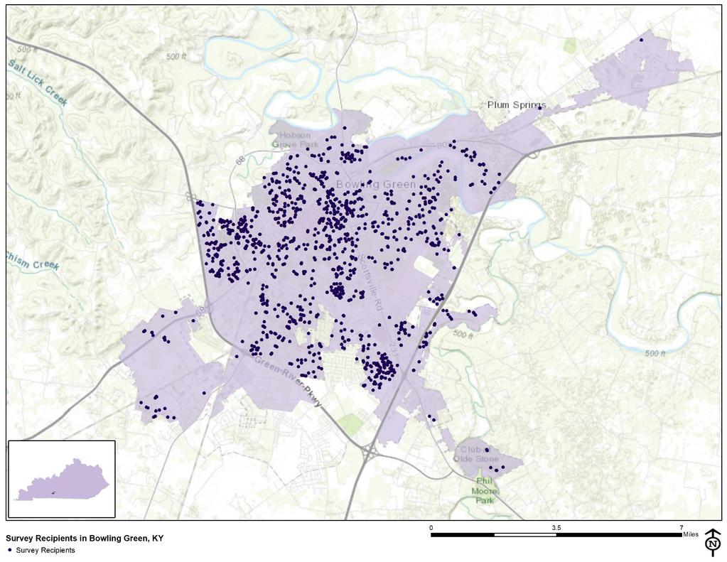 Figure 1: Location of Survey Recipients The National Citizen Survey Survey Administration and Response Selected households received three mailings, one week apart, beginning on March 26, 2018.