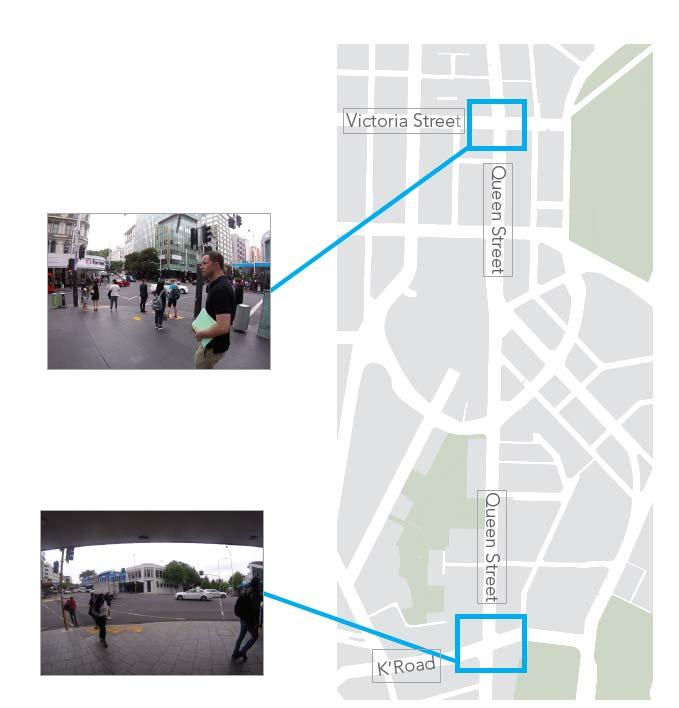 Figure 1: Case study intersections in the Auckland city centre 1.
