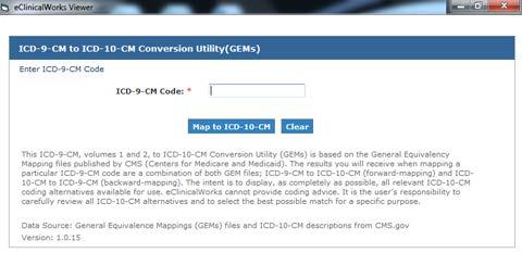 3. Click the Map to ICD-10-CM button. All applicable ICD-10-CM codes display: 4. (Optional) Click Home to look up another code.