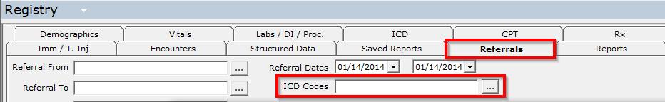 Registry When searching for referrals in the Registry, include both ICD-9-CM and ICD-10-CM codes in the ICD Codes search filter in order to capture referrals from before and after the effective date: