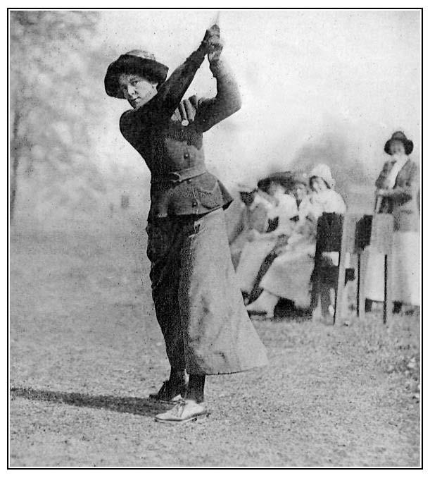MISS DOROTHY CAMPBELL Who has done a six-thousand-yard course in 78 that the women missed their drives less often than the men.