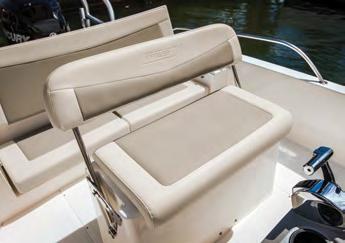 The 240 features loads of well-placed storage spaces and comfortable seating, including Whaler s exclusive flip-up backrests