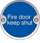 Mandatory Signs Blue And White (you must do / carry out this action) There are also fire safety-related signs in blue and white (mandatory) and red, blue and white (informative): Fire Doors must have