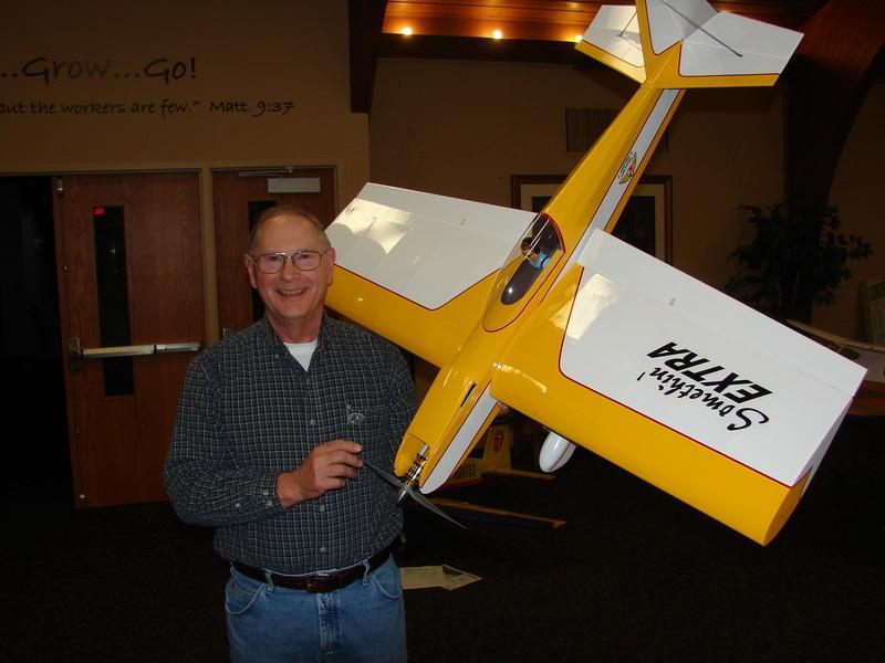 The foam aircraft had a 44-inch wingspan and weighed about 30 ounces. It was trimmed with florescent green stripes and tailfeathers, and powered with a Parkzone 480 motor.