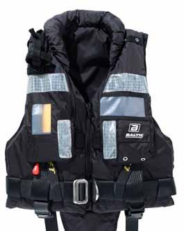 SAR is equipped with an integrated safety harness which has stainless steel attachment D-rings on the front and back, double crotch strap, two large fleece-lined pockets, one with a velcro closure