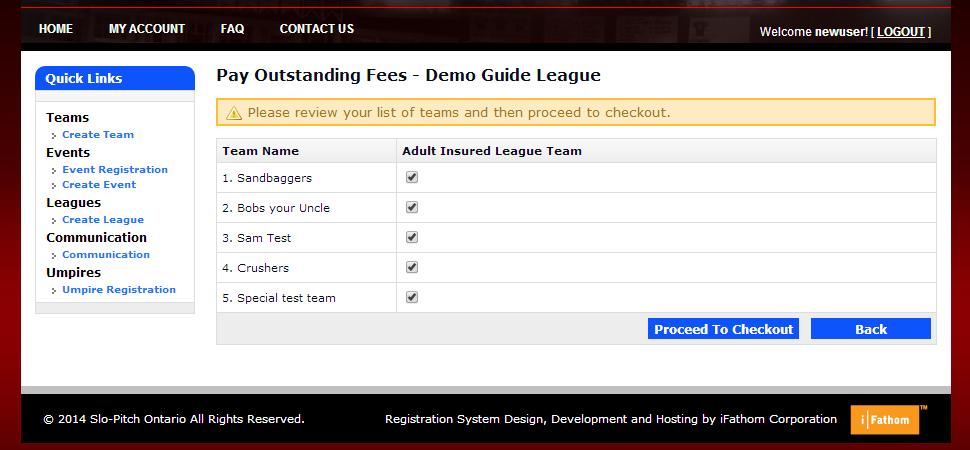 Your Registered Teams list should now include all of the Teams you have added to your League. You are able to add Teams at any time.