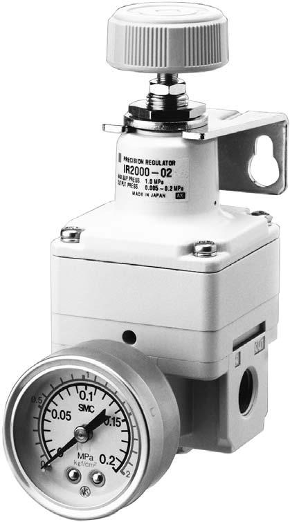 Precision Regulator Se ries IR// Bracket and pressure gauge can be mounted from directions Mounting is possible on either the front or the back Expanded