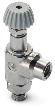 Flow Control Valves NPTF Nickel-Plated Brass Flow-Control Valves: NPTF & Coated Threads (Optional) Features Benefits Nickel-Plated, All-metal Collet and Release ring All-Metal, Nickel-Plated body and