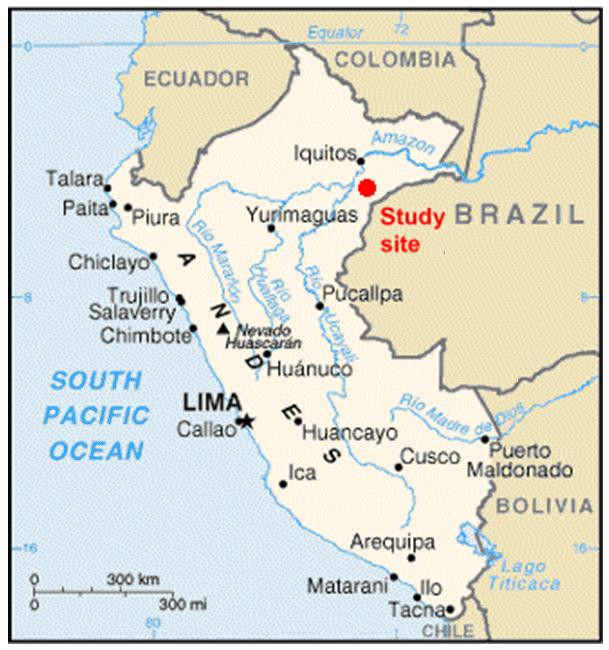 1.2. Research area Figure 1.2a Flag and location of Peru and study site. An overview of Biosphere Expeditions research sites, assembly points, base camp and office locations is at Google Maps.