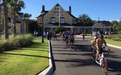 FACILITIES FOR BICYCLISTS At virtually all of the recreation centers, swimming pools, country clubs, golf starter shacks and other community facilities within The Village, cyclists will find rest