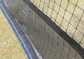 Netting can be drawn back so access can be gained without obstruction from socketed uprights, poles or guylines.