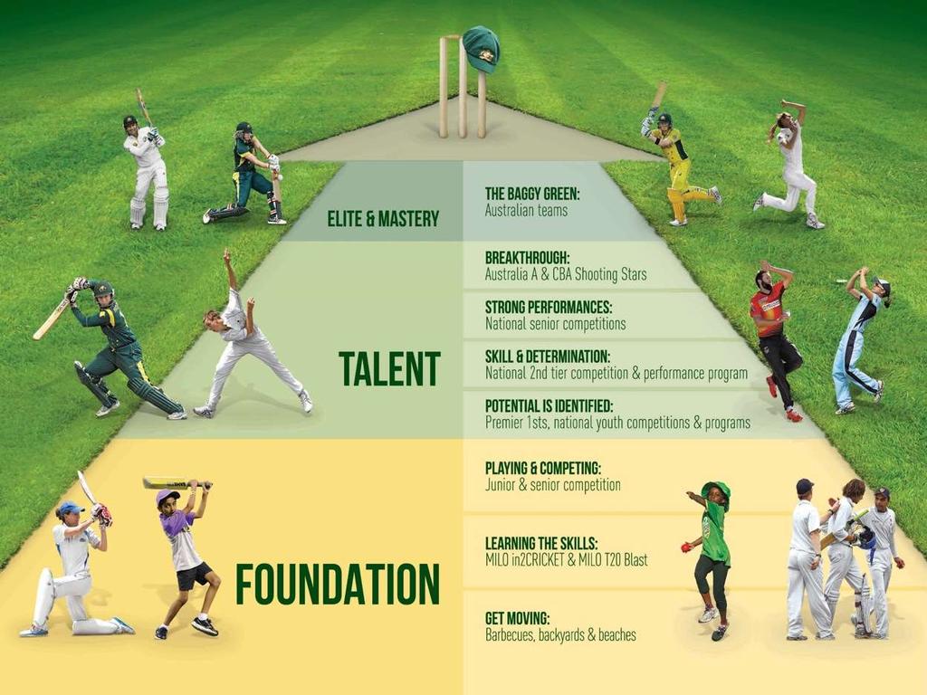 THE AUSTRALIAN CRICKET PATHWAY BACKYARD TO BAGGY GREEN 90% OF PLAYERS Whilst we recognise that 90% of participants exist in the Foundation Level of the Pathway, the Junior