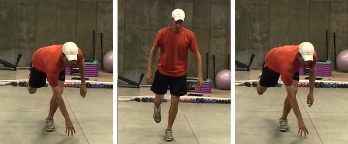 Bowler Squat Stand with the feet a little less than shoulder width apart Hold the arms by the sides Shift your weight to balance on one leg With the standing leg slightly bent, bend over from the