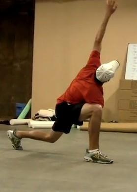 the hip flexor of the back leg Rotate the body away