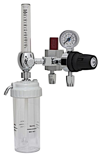 VCM-FLOR-R Flowmeter With Oxygen Regulator Rail Attachable - Polycarbonate tubes and