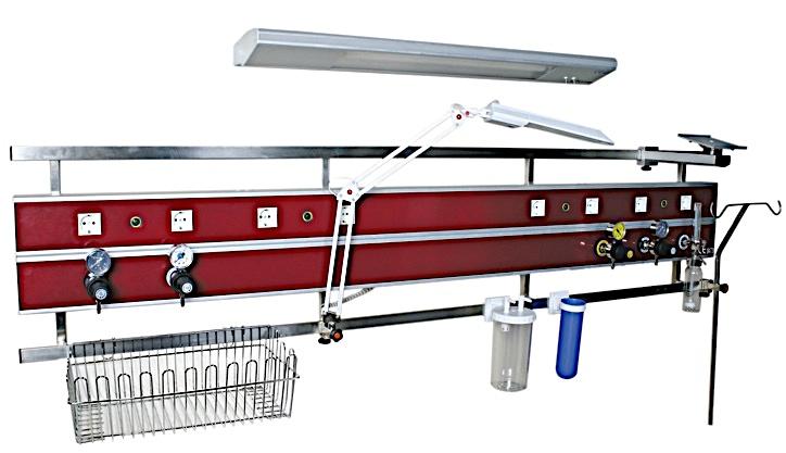 VCM-YOYP Intensive Care Unit Stainless Steel Rail - 150-180 cm in length, - Two connected aluminum profile, electrostatic paint. - O 2, vacuum, and air gas outlets can be placed.