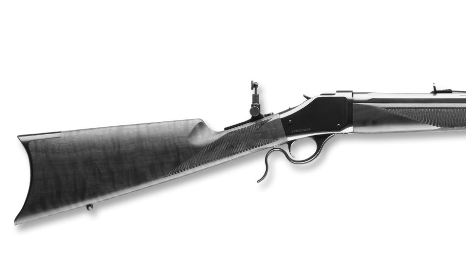F IGURE 2 A Breech Block Ejector (below the chamber) Hammer Buttstock Receiver Finger Lever Trigger Buttplate AMMUNITION Your Winchester Model 1885 is designed to shoot modern factory cartridges only.