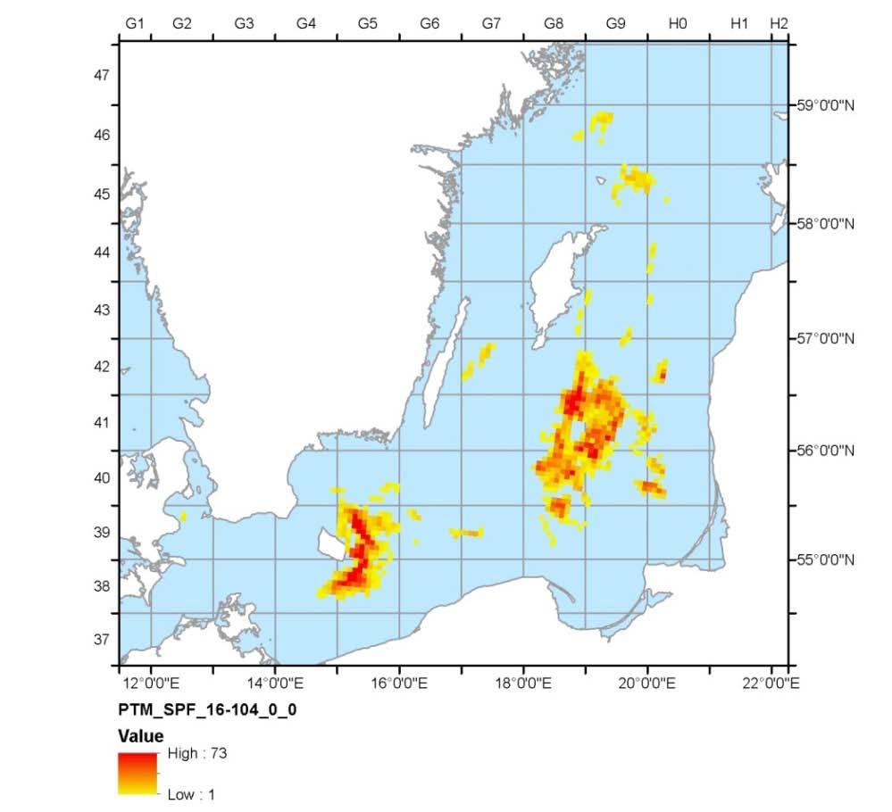 Eastern Baltic: Pair trawl midwater, targeting small pelagic species (PTM_SPF_16-104_0_0) Observed Total (SD 25-32) Total number of vessels 0 35 Number of vessels with VMS 0 29 Number of trips 0 356