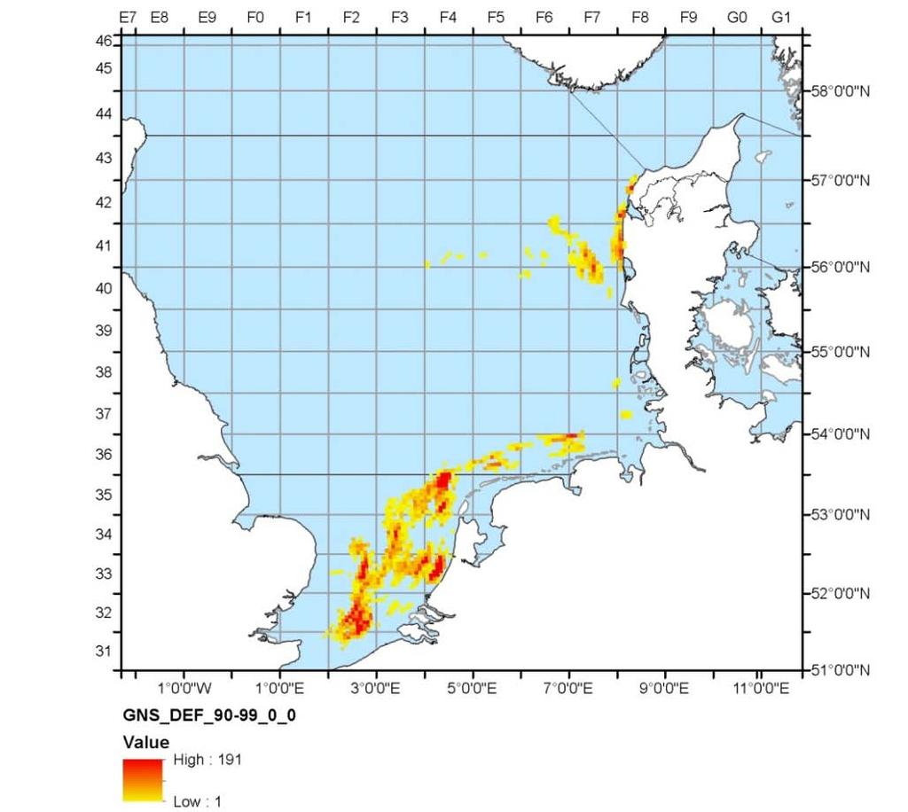 North Sea: Demersal Set gillnet (GNS_DEF_90-99_0_0) Observed Total (IV) Total number of vessels 0 58 Number of vessels with VMS 0 18 Number of trips 0 624