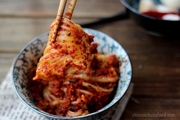Kimchi is a spicy and sour dish made up of fermented vegetables (but