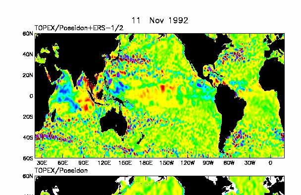 Since 1992 it has been possible to see this circulation from space, using radar altimeters on the Topex/Poseidon and JASON satellites of NASA and the European Space Agency.
