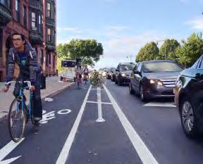 Separated Bike Lanes: One-Way at Street Level This treatment provides an exclusive, uni-directional operating space for bicyclists between the street and sidewalk that is physically separated from