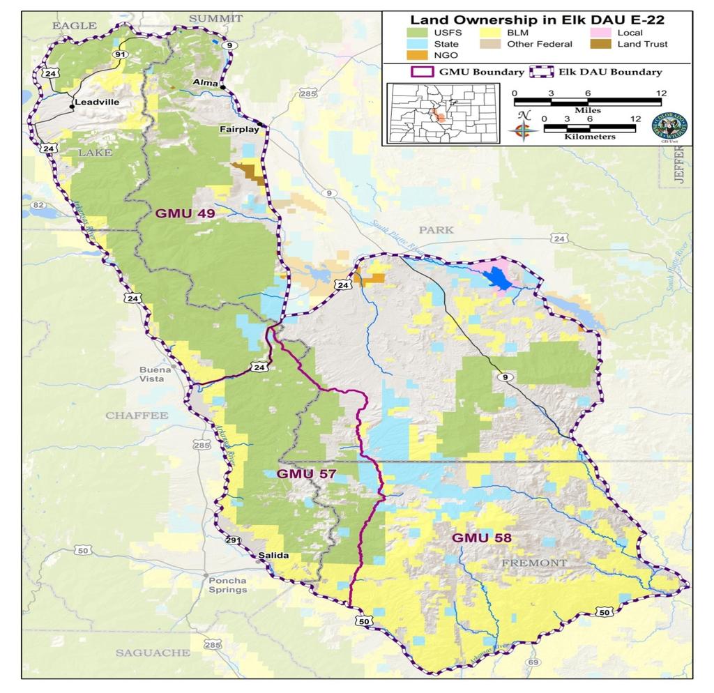 Figure 7. Land ownership within elk management area E-22 Land Use Land use in E-22 has changed significantly in the last 20 years.