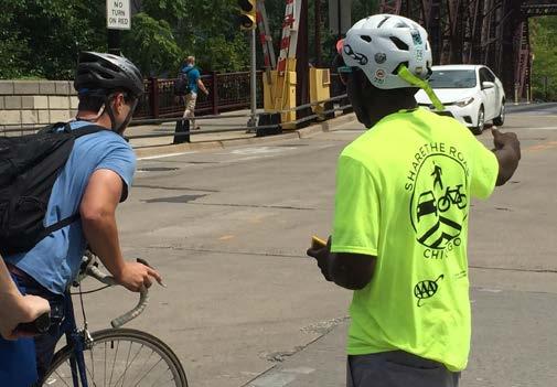 Together with police officers, the Bicycling Ambassadors educated over 26,500 Chicagoans on how to safely share the road during enforcement events.