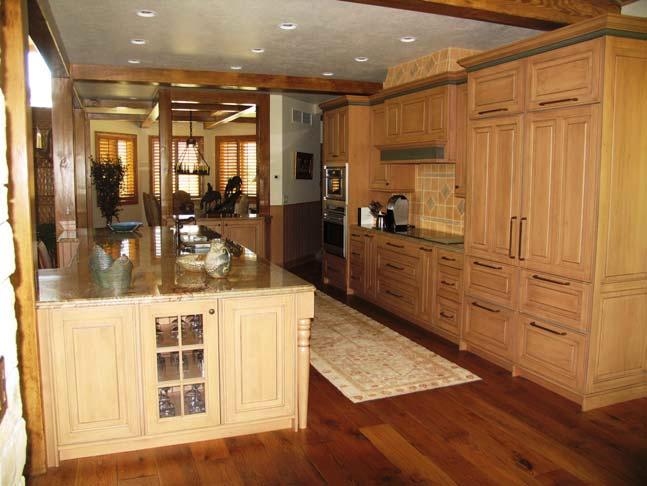 Granite countertops with double ogee edge grace the