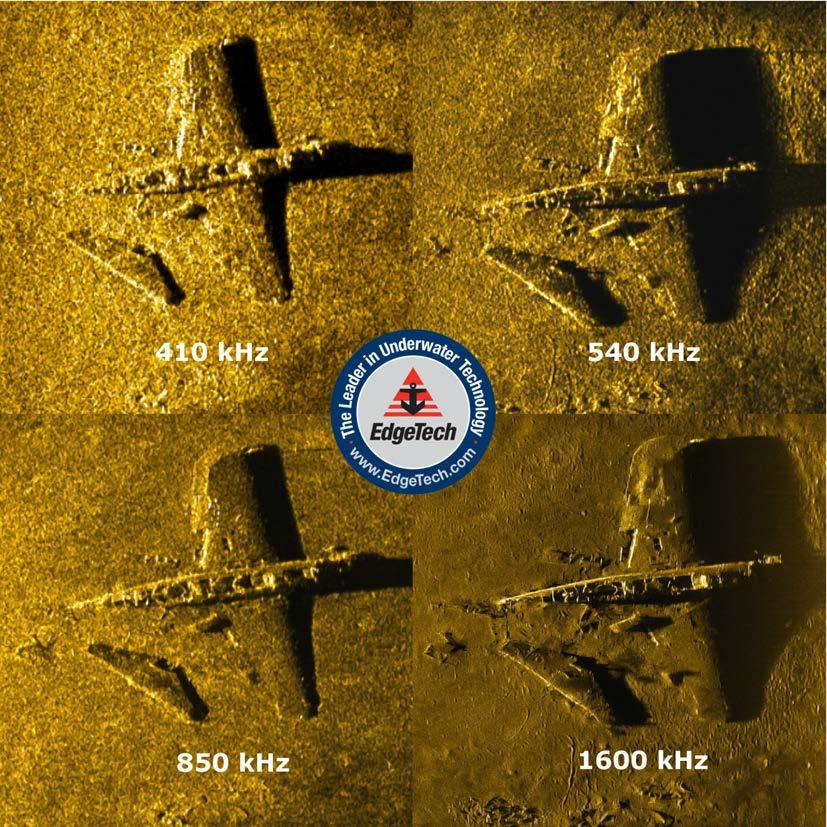Side Scan Sonar : Real Ranges Frequency Range 230 khz 150 to 300m 540 khz 100 to 150m 1600 khz 30 to