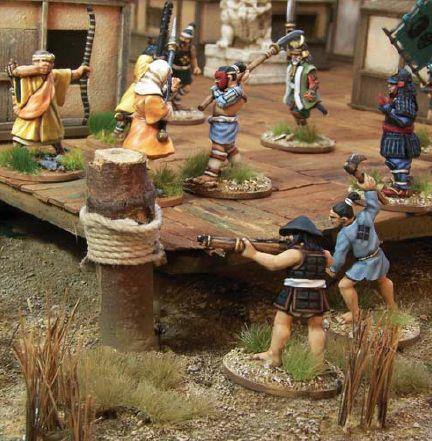 Later in that turn, during the Action Phase, the Ashigaru decides to shoot again at the Samurai, who has since closed to just 5 worryingly close.