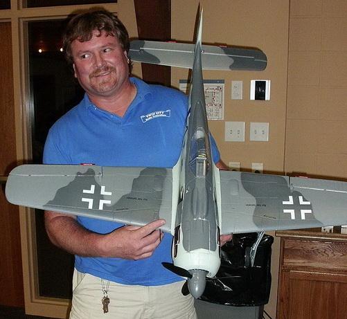 Chris O Connor with the cockpit from what will be his newest giant-scale warbird.