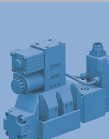 This two stage pq-proportional valve with D633-7 pilot valve has an integrated digital electronics and an optional fieldbus interface.