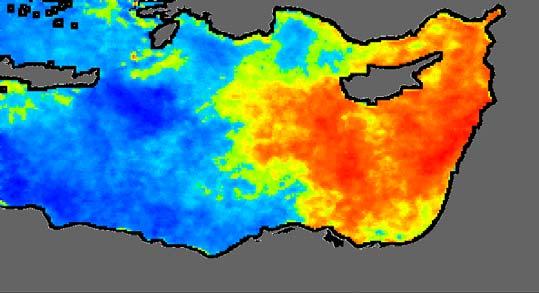 entire Levantine share high positive eigenfunctions. SSTs varied in a spatially coherent manner over time. SST variability is characterized by a broad, basin-wide warming.