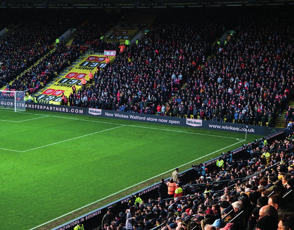 CROWD FACING DIGI BOARD WATFORD ARE ONE OF ONLY A HANDFUL OF CLUBS IN EUROPE TO FEATURE THE CROWD FACING FAN ENGAGEMENT LED TECHNOLOGY The crowd facing digital displays are capable of presenting live