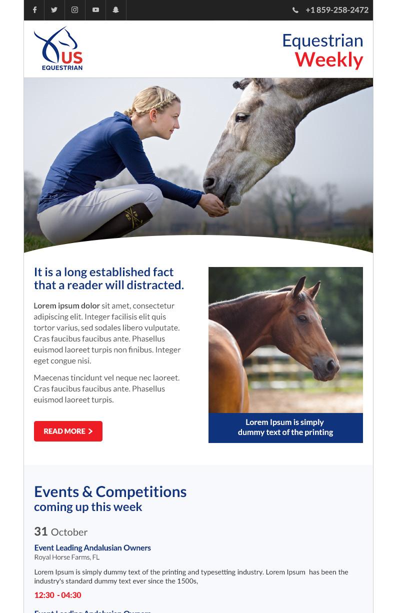 Distributed every Tuesday to more than 140,000 subscribers, Equestrian Weekly keeps members informed about affiliate
