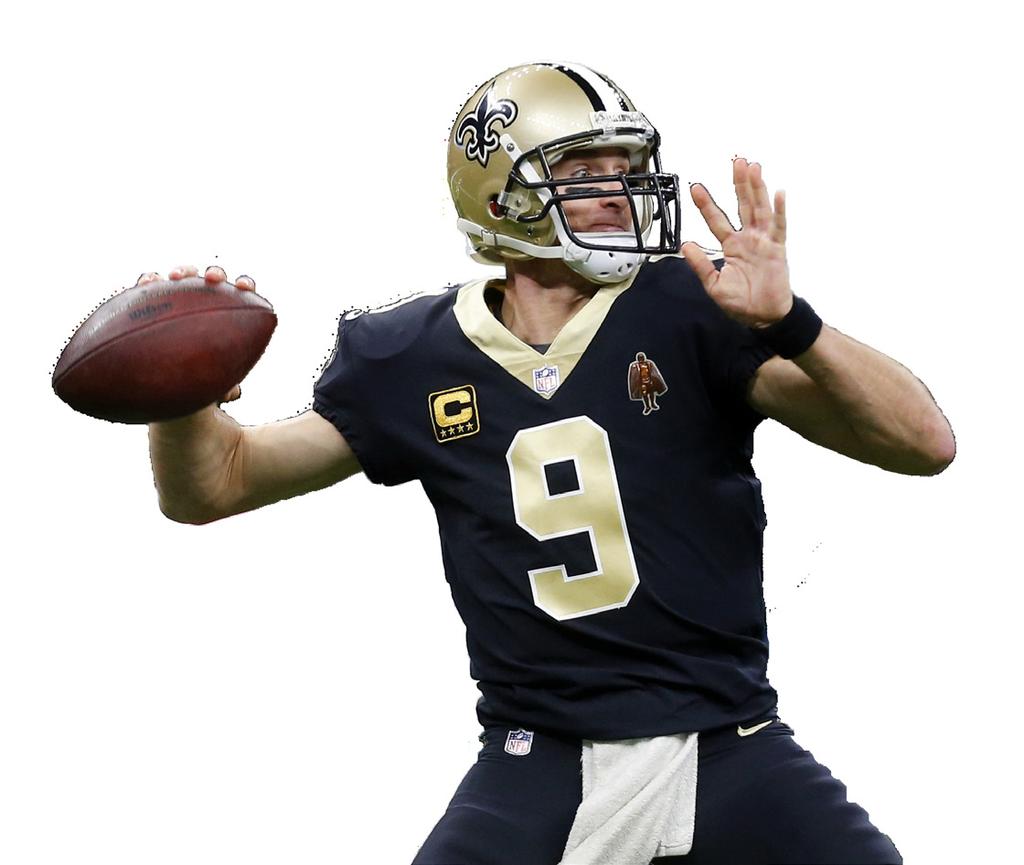 DREW BREES has four career playoff games with at least 375 passing yards, tied with Pro Football Hall of Famer KURT WARNER for the second-most all-time.