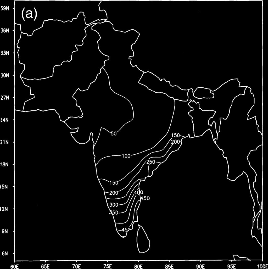 MONSOON RAINFALL VARIABILITY AND INDIAN OCEAN DIPOLE 1269 Figure 1. (a) Spatial distribution of the October through to December rainfall (mm). Isolines are drawn at intervals of 50 mm.
