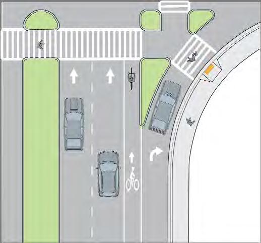 City of Oxnard Bicycle and Pedestrian Master Plan A.8.14. Intersection Design Free Right Turns Design Summary Free right turns and large turning radii should generally be avoided wherever possible.